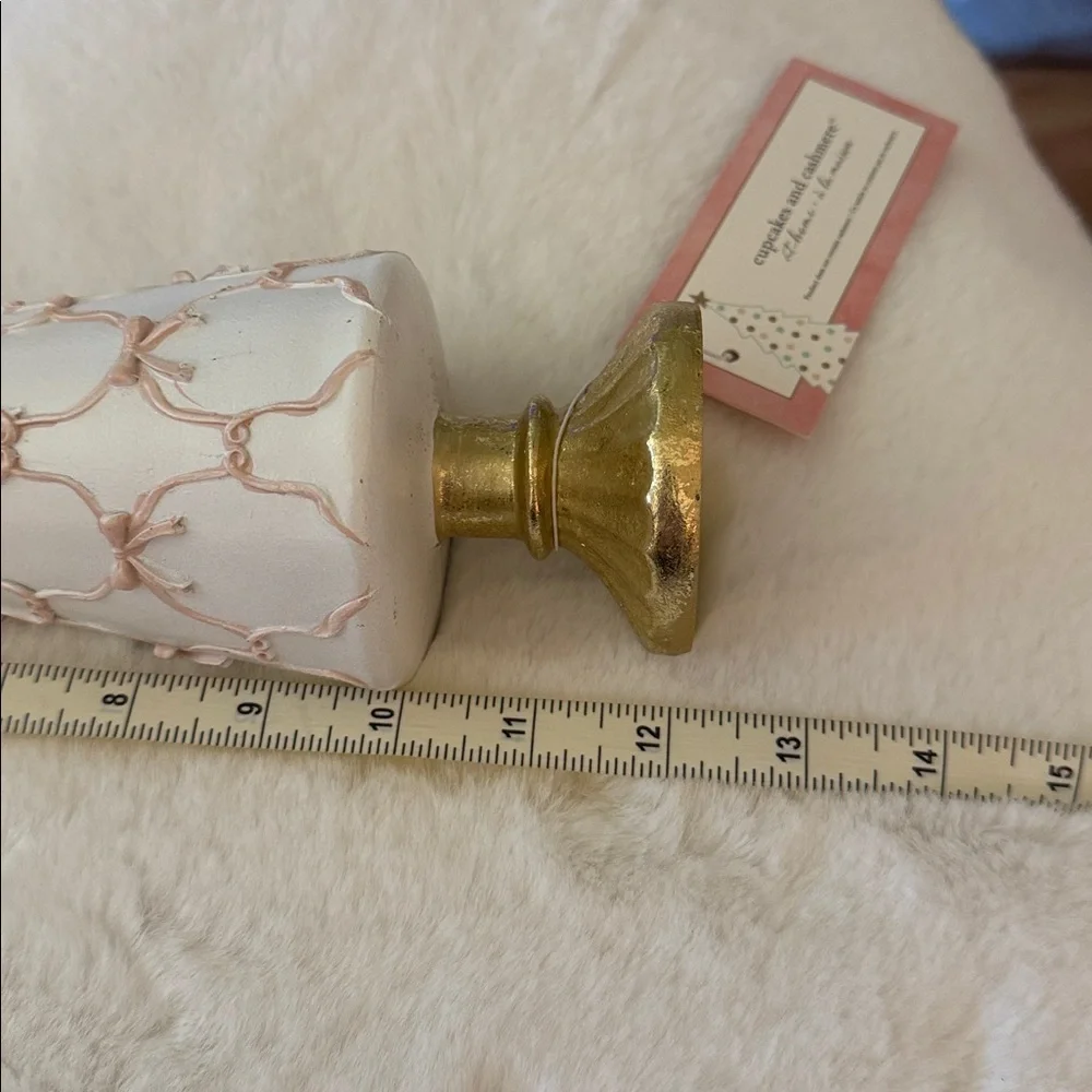 Cupcakes and cashmere Christmas Tree pink bows across white cone & gold base